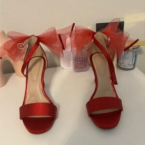 Elegant Red Satin Women's Heels